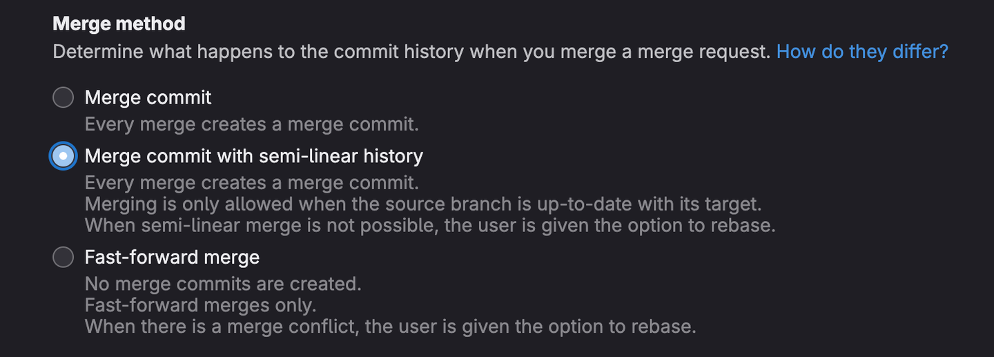 gitlab merge method settings